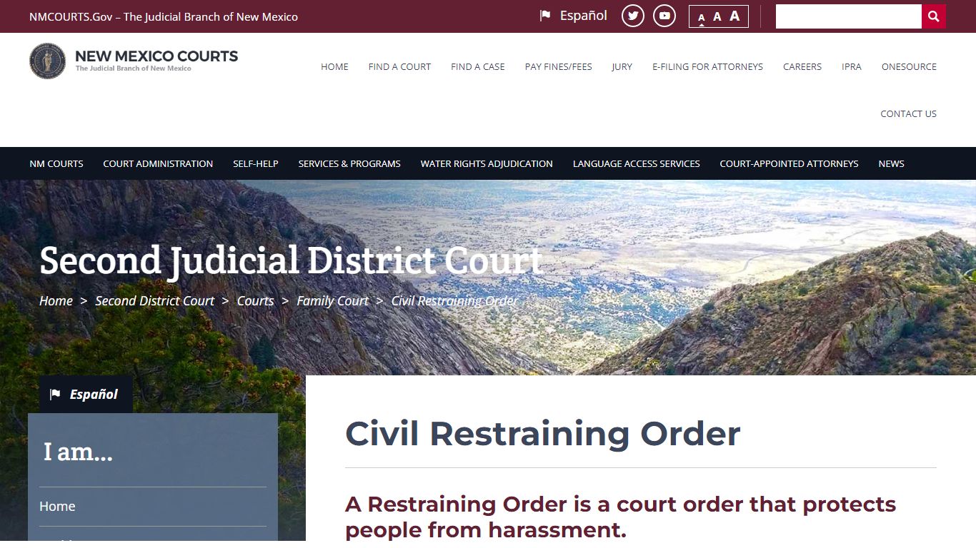 Civil Restraining Order | Second District Court - nmcourts.gov